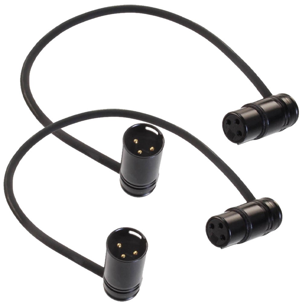 2Pcs Low-Profile Right-Angle 3-Pin XLR Male to Female Adjustable-Angle Cable USA