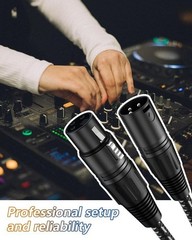 3ft XLR Cables 2 Pack – Balanced Shielded Microphone Cord, 3 Pin Male to Female