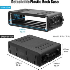 6U Rack Case Shallow 12/17″ Deep Flight Case Shock Mount for Amplifier Pro Audio