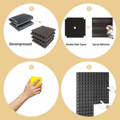 2In. T X 1Ft. X 1Ft. Black Polyurethane Pyramid Sound Absorbing Panel 36-Pack Fo