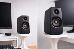 Minimalist White Desktop Speaker Stands Set, 1 Tier Stand Design