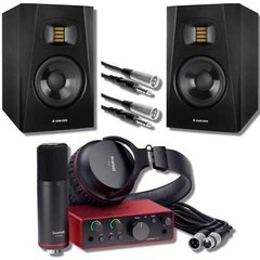 Focusrite Scarlett Solo Studio Recording Bundle with T5V (Pair) and Cables
