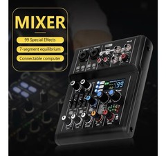 NG-3 4 Channel DJ Audio Mixer, 48v Phantom, 99 Effects, USB, Bluetooth MP3
