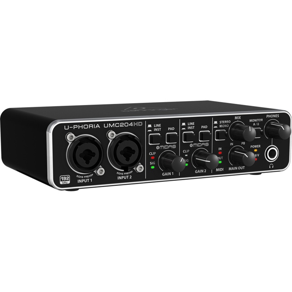 Behringer U-Phoria UMC204HD Audiophile 2×4 USB Audio/MIDI Interface with MIDAS M