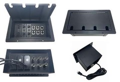 PROCRAFT JUMBO 4 HOLE LID FEED-THRU Floor Box w/ 3) AC 5) XLR Female 1) XLR Male