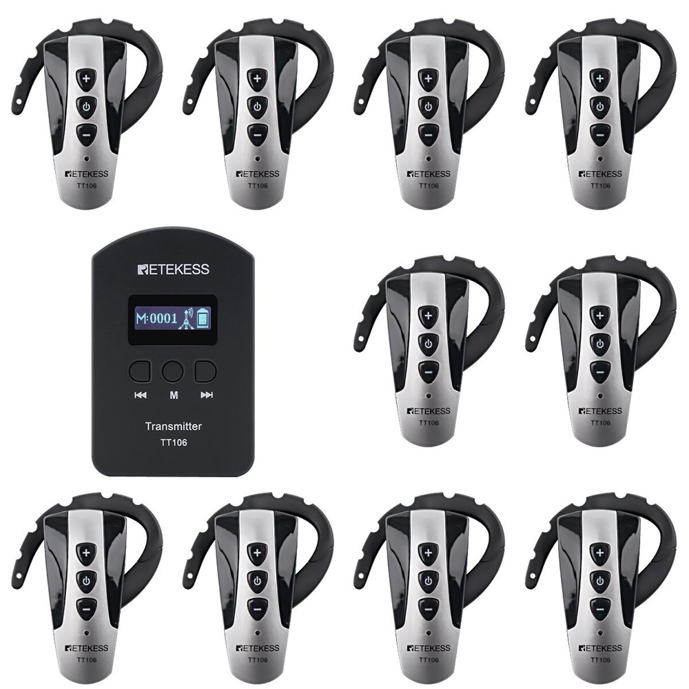 Retekess TT106 Wireless Microphone Tour Guide System Mic Transmitter 10 Receiver