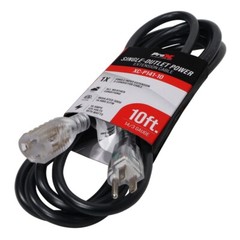 Pro X 10′ 120VAC NEMA 15 Male to 3 Outlet Female Power-Extension Cord 14 AWG