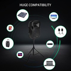 PRORECK 12″ Active Speaker 1000W Bluetooth Karaoke Home Party Audio Sound System