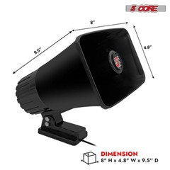 5Core 8 Inch PA Horn 250W Loud Speaker Bull Horn Loud Audio 8Ohm All Weather Use