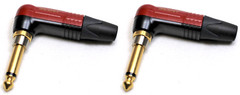 (2) Genuine NEUTRIK NP2RX-AU-SILENT Right Angle 1/4″ Plug Gold Contact Red Shell