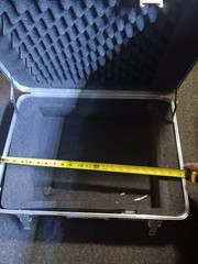 Black Plastic Hard Case w/ Foam Padded Interior, Carry Handle, Lockable 16x12x9