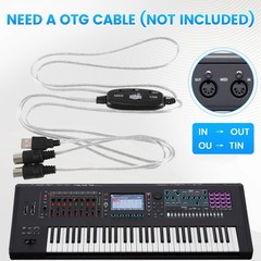 USB MIDI Cable Adapter, USB Type A Male to MIDI Din 5 Pin In-Out Cable7976