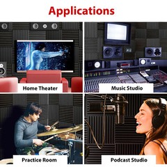 12~96Pcs Acoustic Wall Panels Studio Sound Noise Proofing Insulation Foam Black