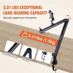 VEVOR Microphone Boom Arm with Desk Mount 360° Rotatable Adjustable Mic Stand