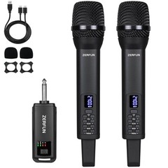 Dual Rechargeable Wireless Microphones, Pro Handheld Cordless Mics System wit…