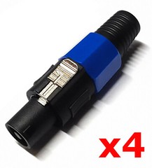 4 Pack Lot – Male 2 Pole Conductor Cable Connector for SPEAKON Audio Loudspeaker