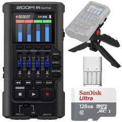 Zoom R4 MultiTrak 32-Bit Float Recorder + 128GB microSDXC Card + Tabletop Tripod