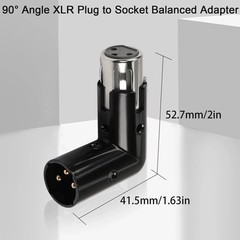 2x 3-Pin XLR Right Angle Adapter Male and Female Adjustable 4 Angle Positions