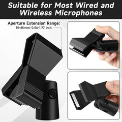 Mic Clips for Stands Set – 4 Piece Adjustable Holders with Black