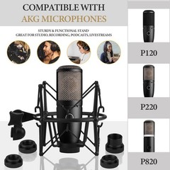 Geekria Shock Mount Mic Holder for AKG P120, P220, P420, P820 (Black / Metal)