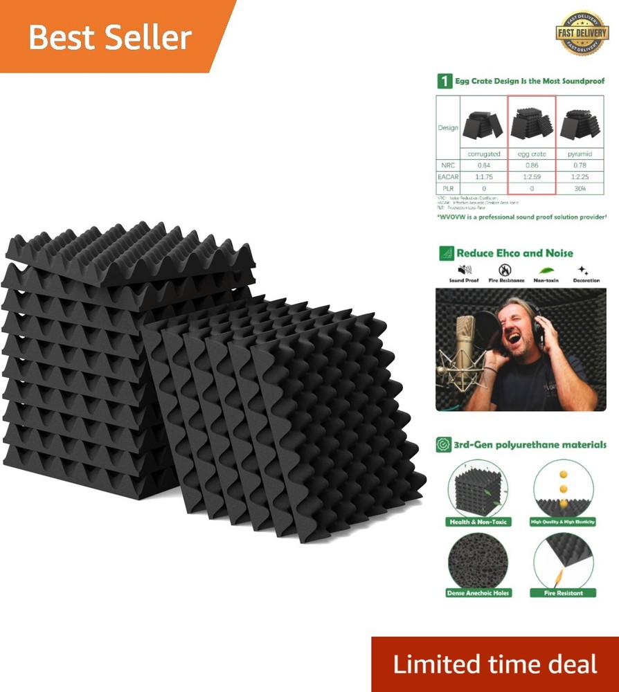 Sound Proof Foam Panels 1.5“ Thick, Egg Crate Design for Quiet Spaces