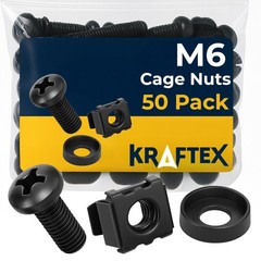 M6 Cage Nuts, Screws and Washers Size M6 x 16mm 50 Pack Rack Mount Screws Har…