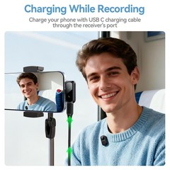 Wireless Mini Lavalier Microphone for iPhone & Android – Noise Reduction Lapel M