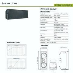 Sound Town 2 x 8” Line Array Speaker Full Range/Bi-amp Switchable ZETHUS-208BV2