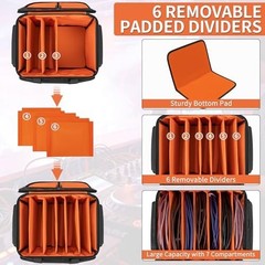 High Capacity DJ Cable Bag with 6 Dividers – Organize Cords & Accessories