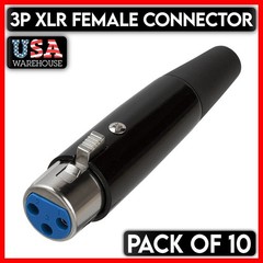 XLR Female Connector 3 PIN Microphone Jack MIC Speaker Audio Adapter Black 10PCS