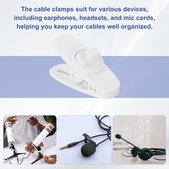 20PCS Clips for Earphone Wire (1.2×0.5×0.6Inch) – Earphone Clamp White