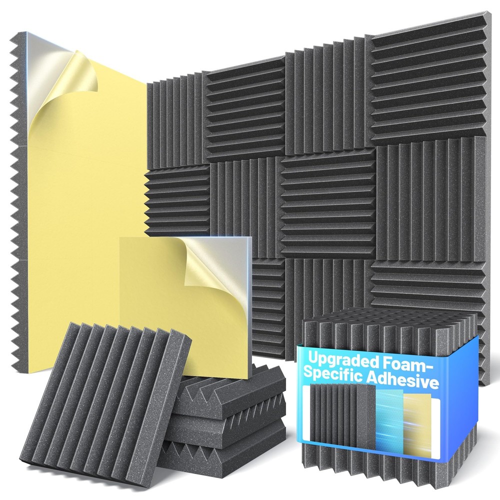 12 Pack Sound Proof Foam Panels For Walls 2”x12”x12” 2 Inch 12 Pack, Black