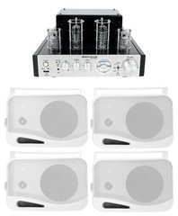 Rockville BluTube Tube Amplifier/Home Theater Bluetooth Receiver+(4) 4″ Speakers