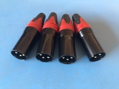 XLR Male Microphone Connector Deluxe Red ( 4 Pack ) Heavy duty Made in the USA