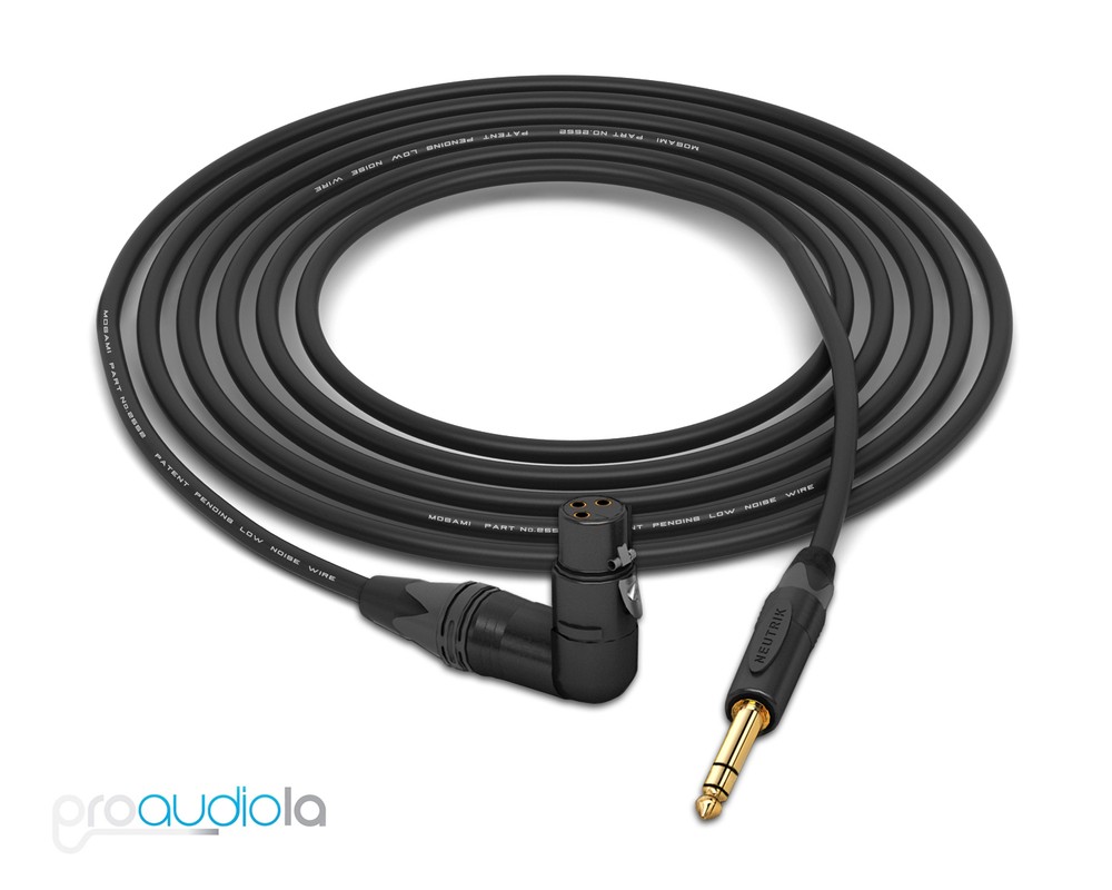 Mogami 2552 Cable | Neutrik Gold TRS to 90º XLR-Female | Black 35 Feet 35 ft.