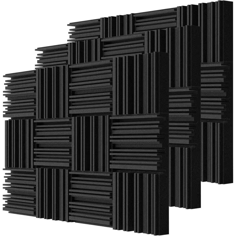 2In. T X 1Ft. X 1Ft. Polyurethane Sound Absorbing Panel Groove Design 36-Pack