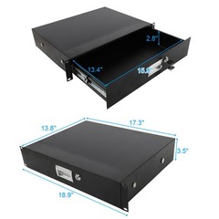 19″ 2U Steel Plate DJ Drawer Equipment Cabinet with Keys Black, in stock