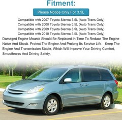 JDMON 4Pcs Engine Mount Trans Motor Replacement for Toyota Sienna 3.5L AWD 20…