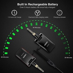 LEKATO Wireless Guitar System 2.4GHz Wireless Transmitter Receiver 6 Channels US