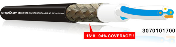 9M (29.5ft) Black Star Quad Balanced microphone cable – bulk – no termination