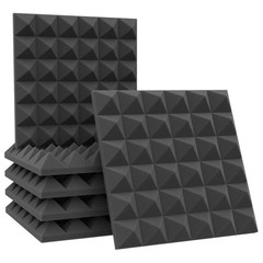 2″ Thick Pyramid Wall Padding, 6 Pack Acoustic Foam – Ideal for Soundproofing