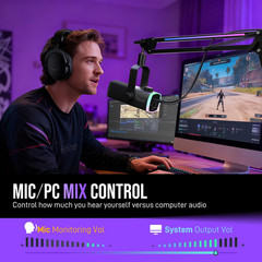 Gaming Microphone Kit, XLR/USB Dynamic PC Microphone with Boom Arm