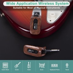 AKLOT Wireless Guitar System Transmitter Receiver Set 2.4GHz Built-in Rechargeab