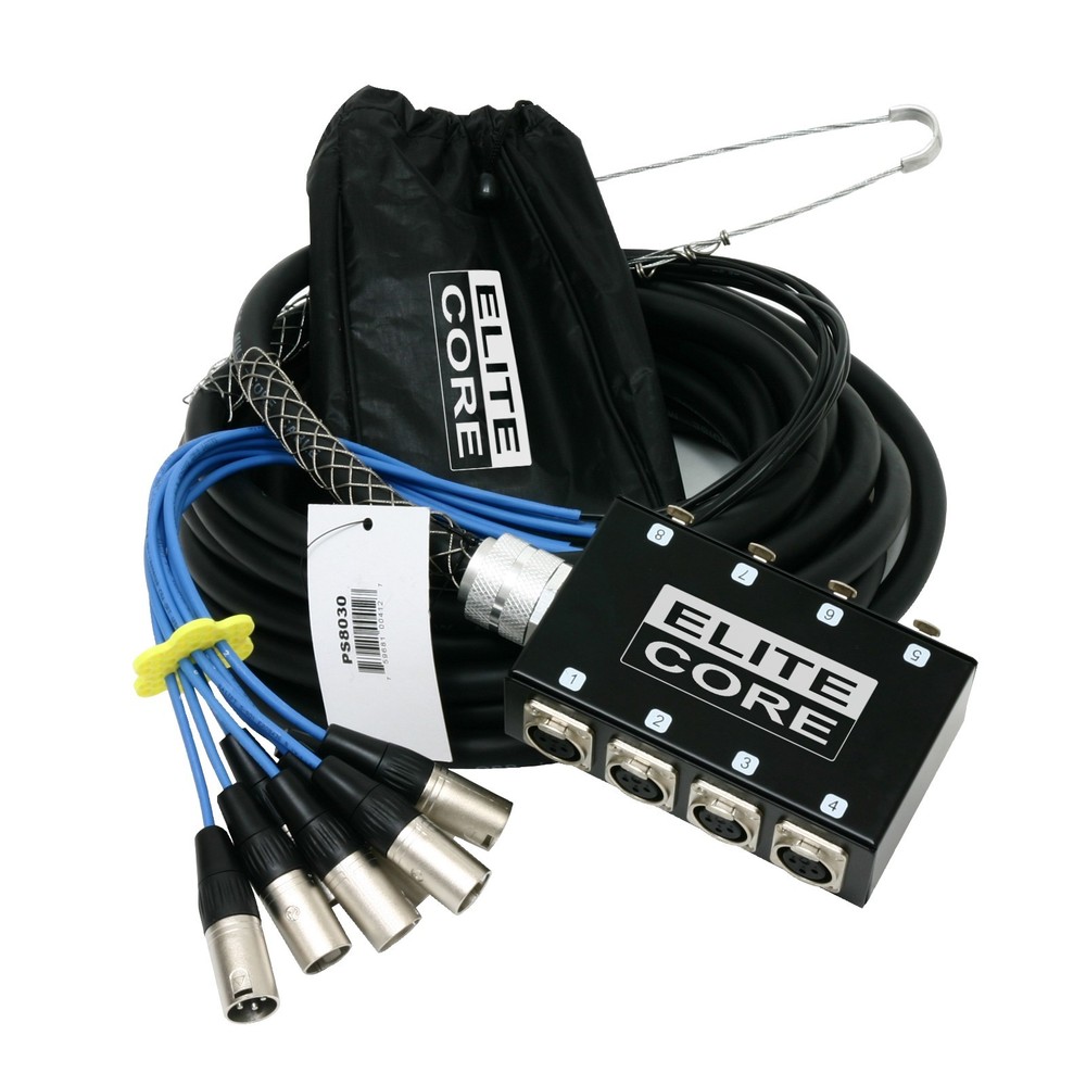 Elite Core 8 Channel 30′ Pro Audio XLR Mic Snake Stage Studio Fan to Box