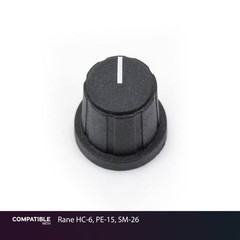 Black Knob with Cap (with Indicator Line) for Rane HC-6, MP-24, PE-15, SM-26