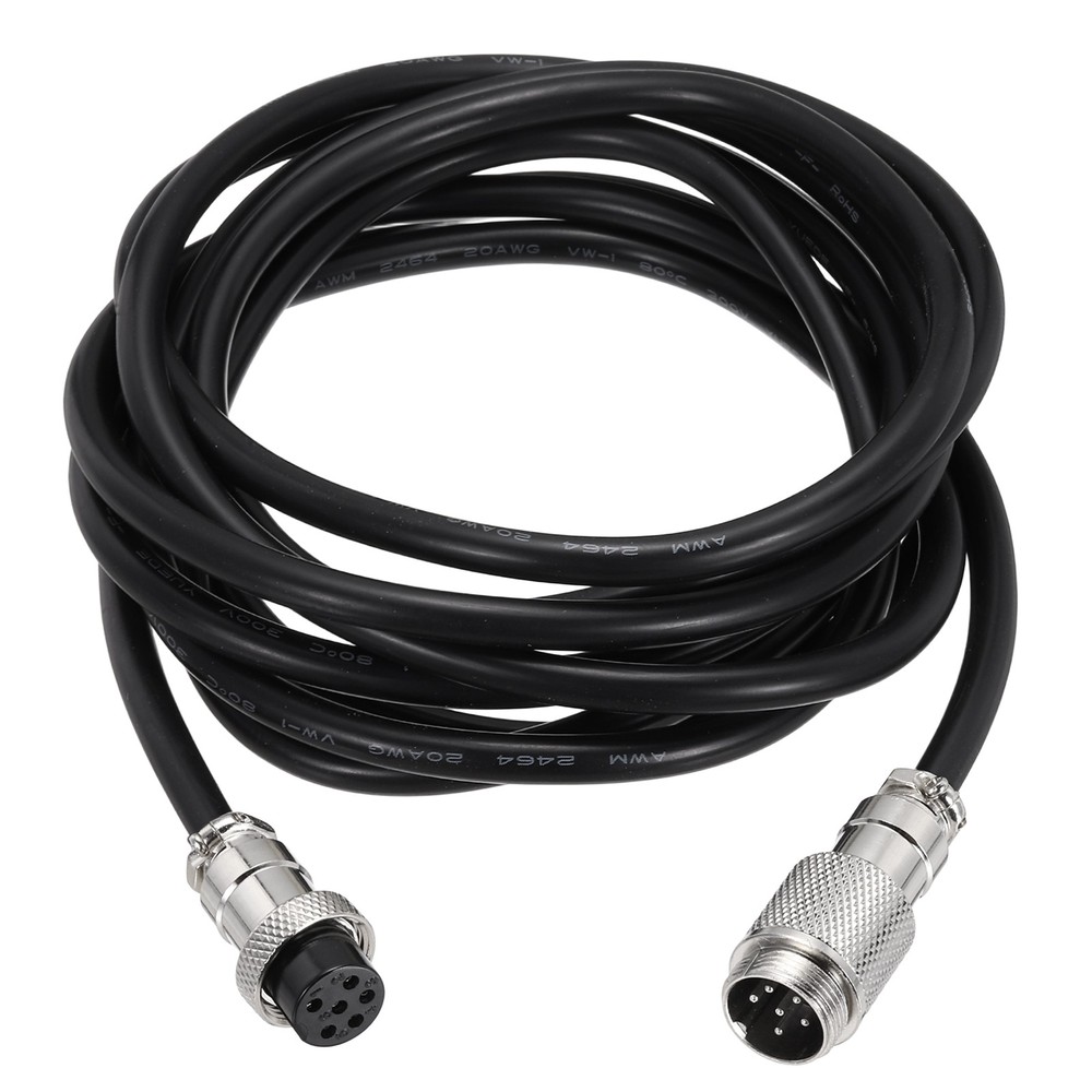 9.9ft GX16 6 Pin Cable Male to Female Head Aviation Cordset 22AWG, Black