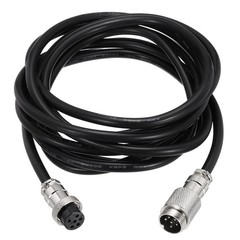 9.9ft GX16 6 Pin Cable Male to Female Head Aviation Cordset 22AWG, Black