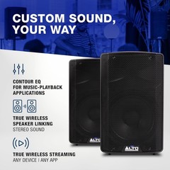 TX410 350W 10″ Powered PA Speaker with TWS Bluetooth, 2-Channel Mixer, Monito…
