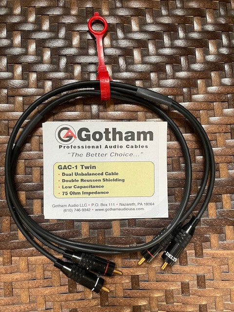 Gotham Twin Stereo Interconnect Cable 1 meter Deltron RCA’s