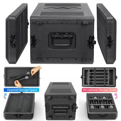 6U Rack Case Shallow 17″ Depth, 19″ Rackmount Flight Case for Amplifier, PA DJ